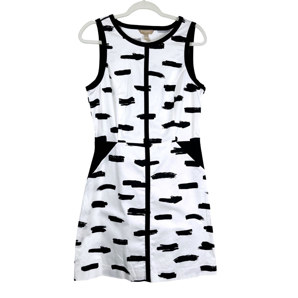NWTS Banana Republic White Black‎ Cutout Back Cotton Dress 10 Office Casual